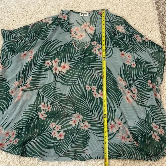 SHOW ME YOUR MUMU M boho palm vacay top/swim cover in kimono style—see pics EUC - Picture 3 of 5